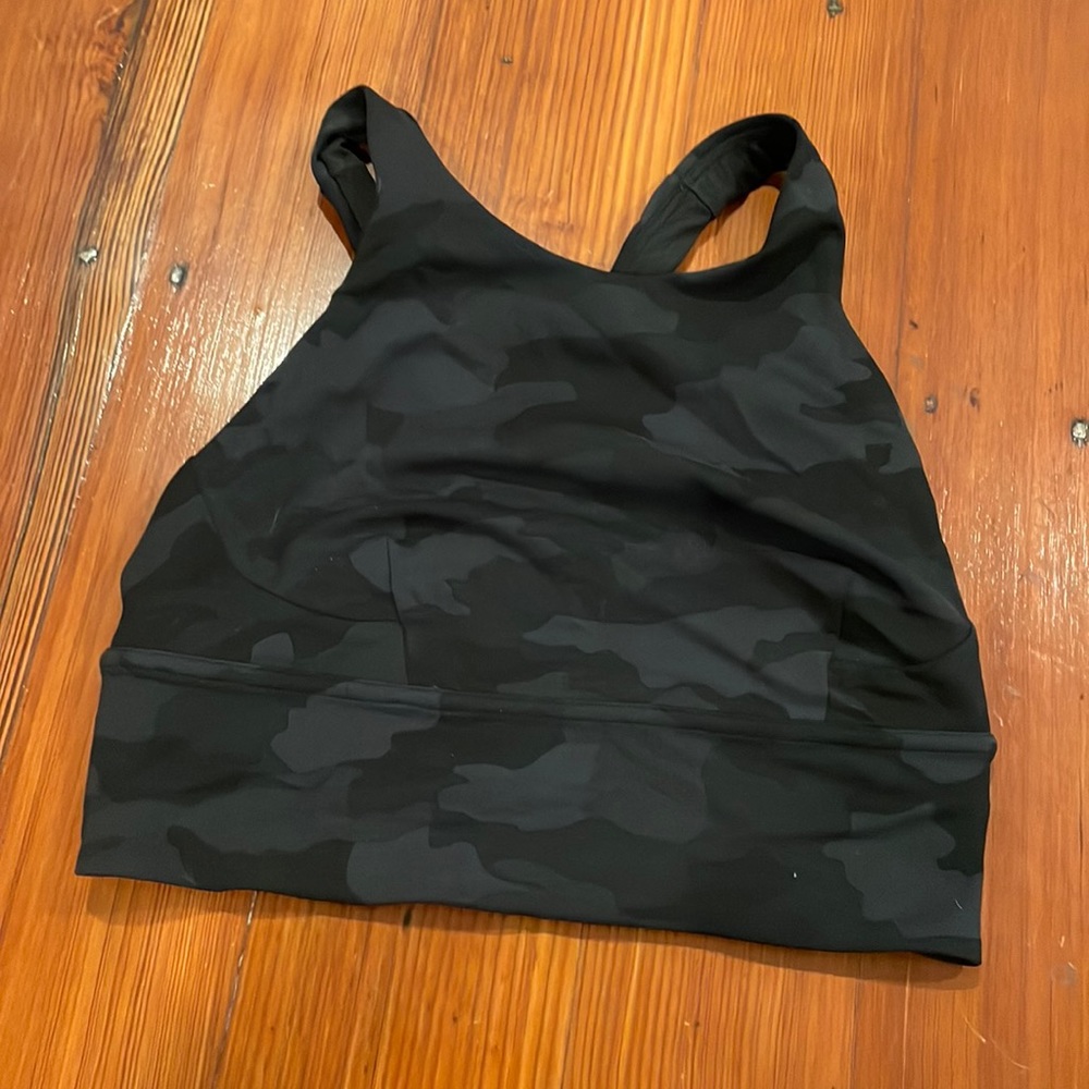Lulu camo high line sports bra
